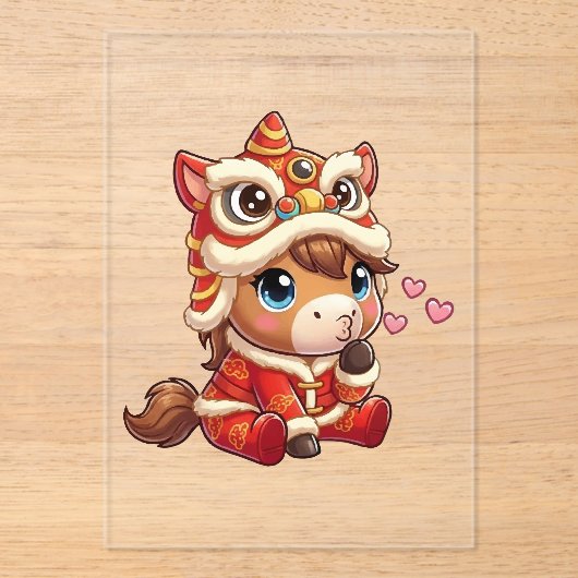 Chinese New Year Horse 2026 Zodiac アクリル招待状 (正面)