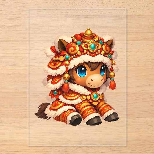 Chinese New Year Horse 2026 Zodiac アクリル招待状 (正面)