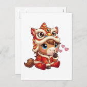 Chinese New Year Horse 2026 Zodiac シーズンポストカード (正面/裏面)