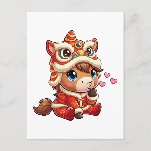 Chinese New Year Horse 2026 Zodiac シーズンポストカード (正面)