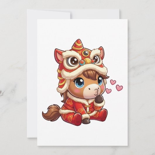 Chinese New Year Horse 2026 Zodiac 招待状 (正面)