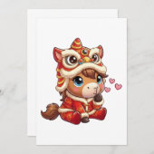 Chinese New Year Horse 2026 Zodiac 招待状 (正面/裏面)