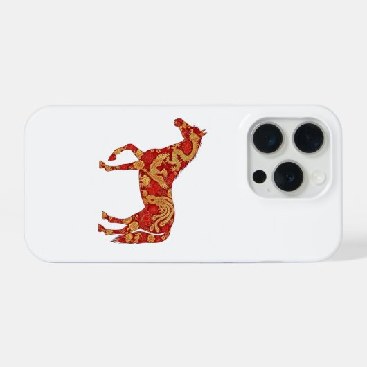 Chinese New Year Horse with Dragon Phoenix  iPhoneケース (裏面横)