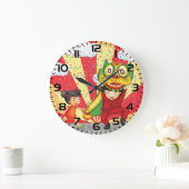 Chinese New Year Kids Lion Dance and Lantern ラージ壁時計 (ホーム)