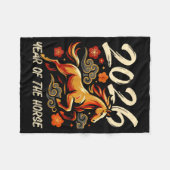 Chinese New Year Lunar Year Of The Horse 2026  フリースブランケット (正面(横))