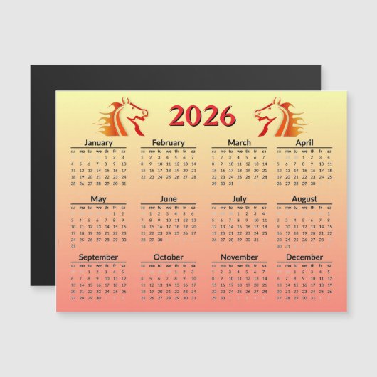 Chinese New Year of Horse 2026 Calendar (正面/裏面)