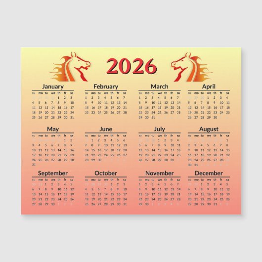 Chinese New Year of Horse 2026 Calendar  (正面)