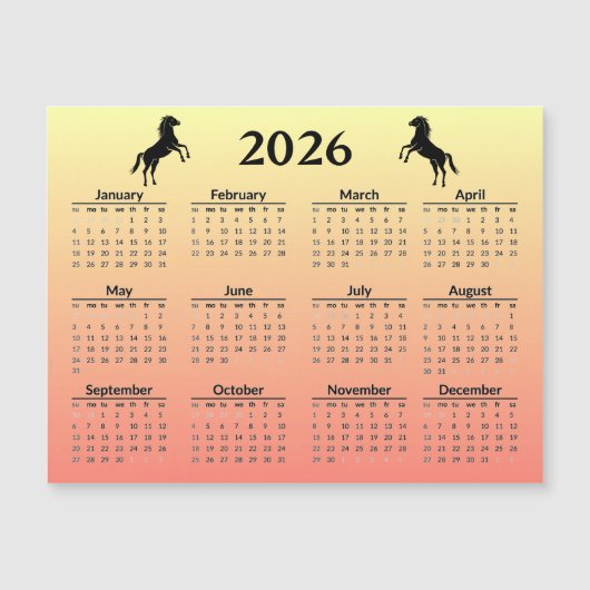 Chinese New Year of Horse 2026 Calendar  (正面)