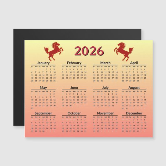 Chinese New Year of Horse 2026 Calendar  (正面/裏面)