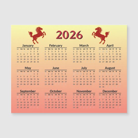 Chinese New Year of Horse 2026 Calendar  (正面)