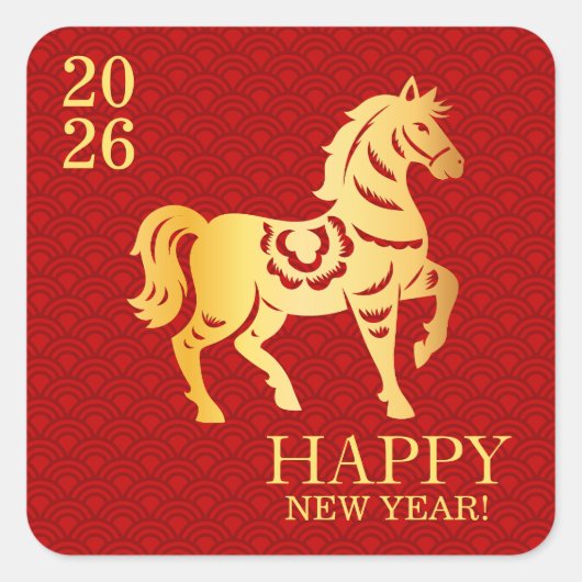 Chinese New year of the Horse 2026 スクエアシール (正面)
