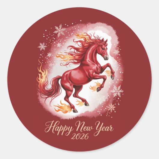 Chinese New year of the Horse 2026 ラウンドシール (正面)