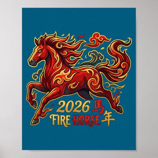 Chinese New Year Of The Horse 2026 Fire Horse Chin ポスター (正面)