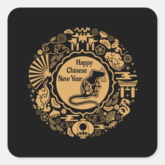 Chinese New Year of the Rat 2020 - Artistic Celebr スクエアシール (正面)