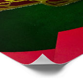 Chinese New Year Red Fan Display Golden Fu ポスター (角)