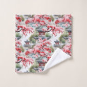 Chinese Pagoda Watercolor Pattern  バスタオルセット (ウォッシュタオル)