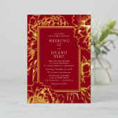 Chinese Peonies Wedding 箔招待状 (立ち正面)