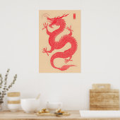 Chinese Red Dragon Art Print – Traditional ポスター (キッチン)