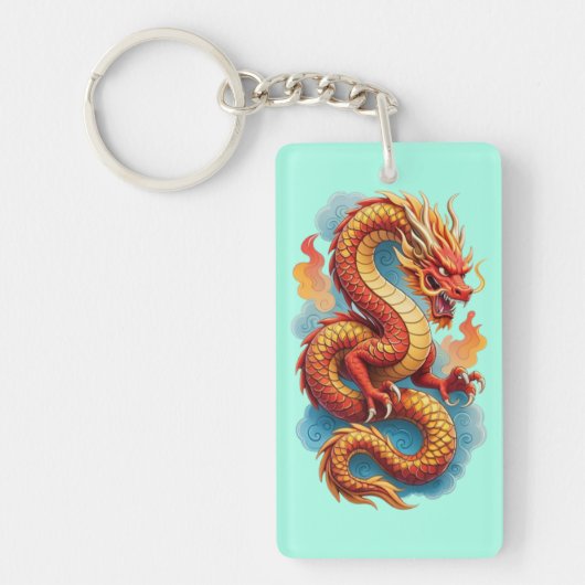 Chinese Red Dragon Fiery Illustration-67561 キーホルダー (正面)