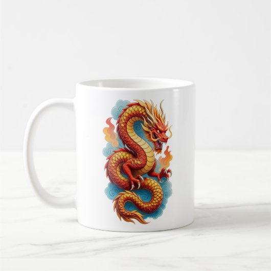 Chinese Red Dragon Fiery Illustration-67561 コーヒーマグカップ (左)