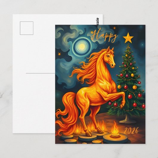 Chinese Red Fire Horse New Year 2026  ポストカード (正面/裏面)