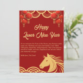 Chinese Red Gold Happy Lunar New Year Of The Horse シーズンカード (スタンド正面)