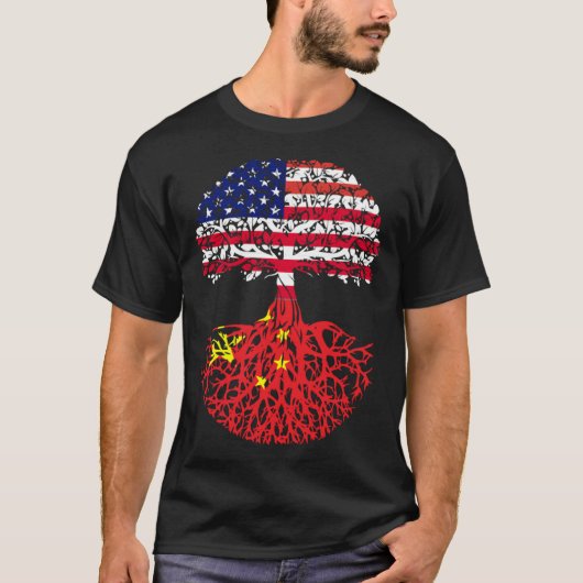 Chinese Roots American China Flag Immigrant Citize Tシャツ (正面)