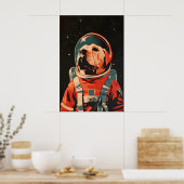Chinese Shar-Pei Astronaut Poster, Shar Pei Retro ポスター (キッチン)