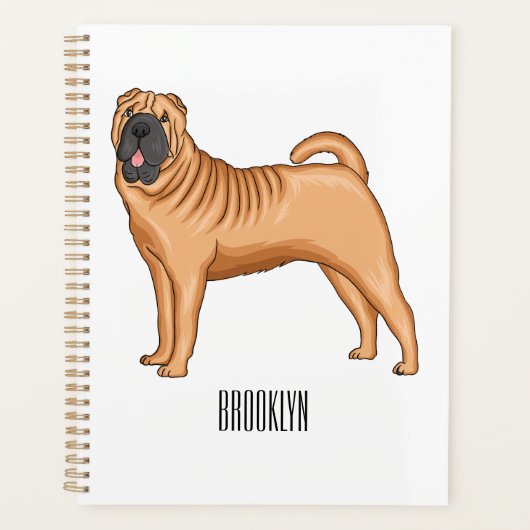 Chinese Shar-Pei dog cartoon illustration プランナー手帳 (正面)