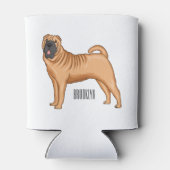 Chinese Shar-Pei dog cartoon illustration 缶クーラー (裏面)