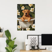 Chinese Shar Pei In Bathtub Poster, Funny Dog ポスター (ホームオフィス)