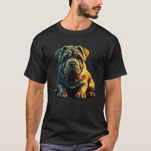 Chinese Shar Pei Puppy Dog Pop Art Tシャツ (正面)