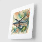 Chinese Sturgeon 190724AREF138 - Watercolor スクエア壁時計 (傾斜)