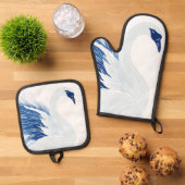 Chinese swan wings pattern (Persnalize) 鍋つかみ&鍋敷きセット (トップダウン)