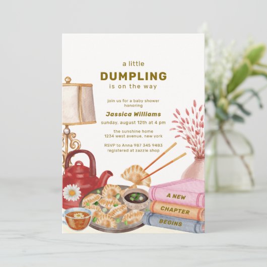 Chinese Tea Dumpling New Chapter Baby Shower  招待状 (スタンド正面)