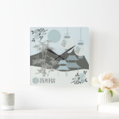 Chinese Torii landscape "I believe" design スクエア壁時計 (ホーム)