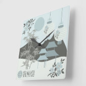Chinese Torii landscape "I believe" design スクエア壁時計 (傾斜)