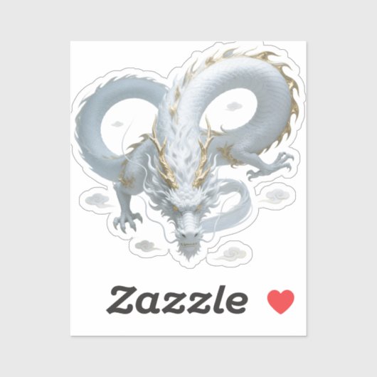 Chinese White Gold Dragon Art Fantasy Design With  シール (シート)