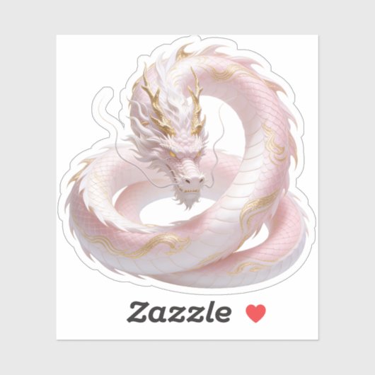Chinese White Gold Dragon Art Fantasy Design With  シール (シート)