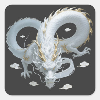 Chinese White Gold Dragon Art Fantasy Design With  スクエアシール