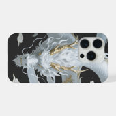 Chinese White Gold Dragon Art Fantasy Design With  iPhoneケース (裏面横)