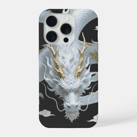 Chinese White Gold Dragon Art Fantasy Design With  iPhoneケース (裏面)