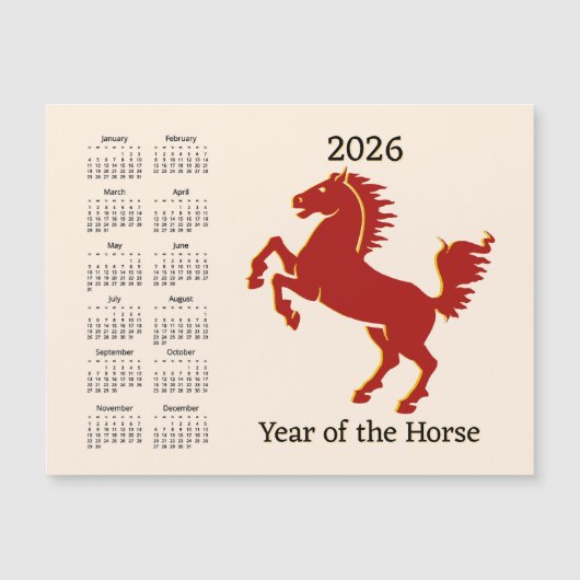 Chinese Year of the Horse Calendar Magnetic Card (正面)