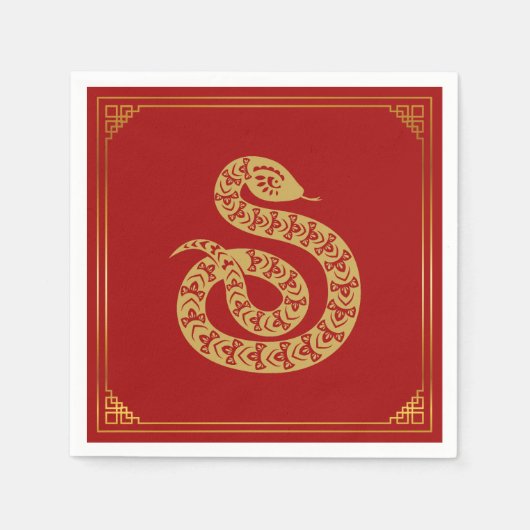 Chinese Year of the Snake スタンダードカクテルナプキン (正面)