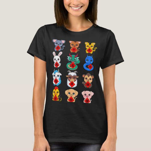 Chinese Zodiac Animal Signs Lunar New Year  Tシャツ (正面)