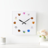 Chinese Zodiac Animals スクエア壁時計 (ホーム)