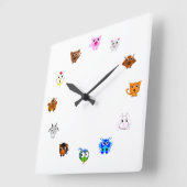 Chinese Zodiac Animals スクエア壁時計 (傾斜)