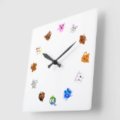 Chinese Zodiac Animals (rotated) スクエア壁時計 (傾斜)