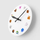 Chinese Zodiac Animals (rotated) ラウンド壁時計 (傾斜)