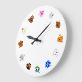 Chinese Zodiac Animals (rotated) ラージ壁時計 (傾斜)